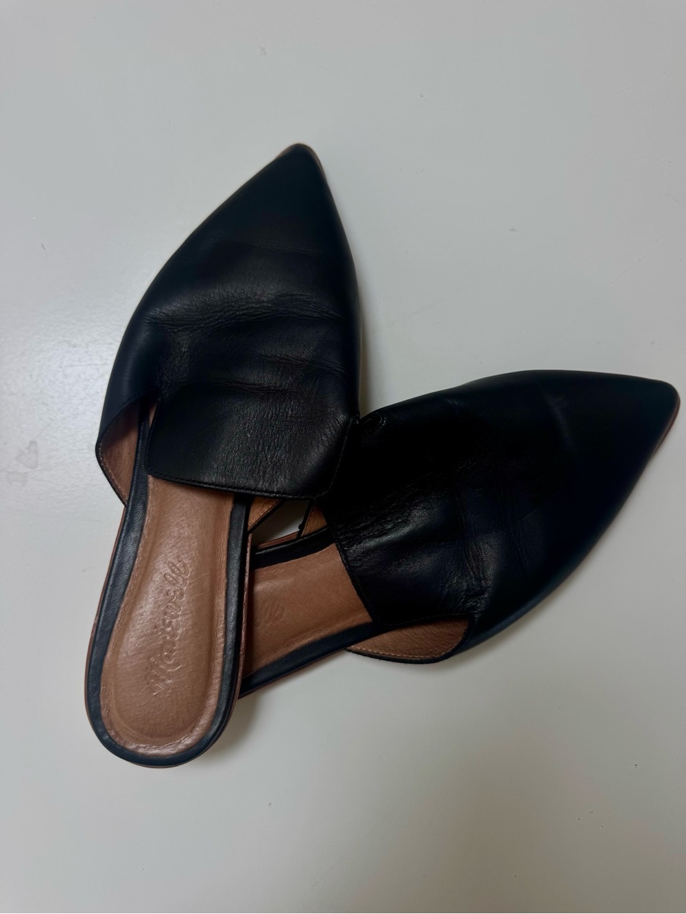 Madewell Black Pointed Leather Mules